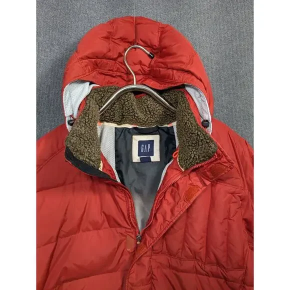 Vtg Gap Puffer Jacket Mens Large Down Fill Y2K Hooded Coat Quilted Streetwear